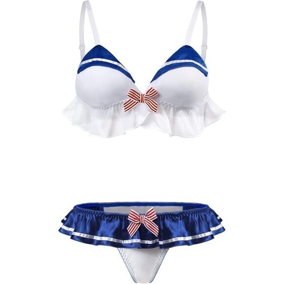 Littleforbig Women Magical Girls Nightwear Sexy Bra Panties  Bikini Set - Blue - Picture 5 of 7